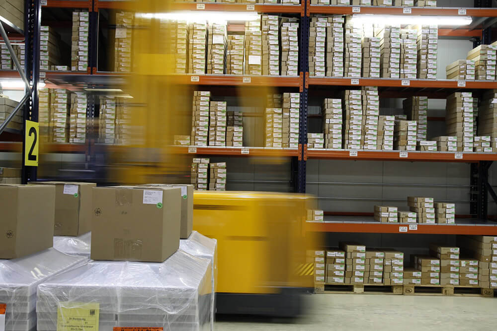 forklift in a warehouse