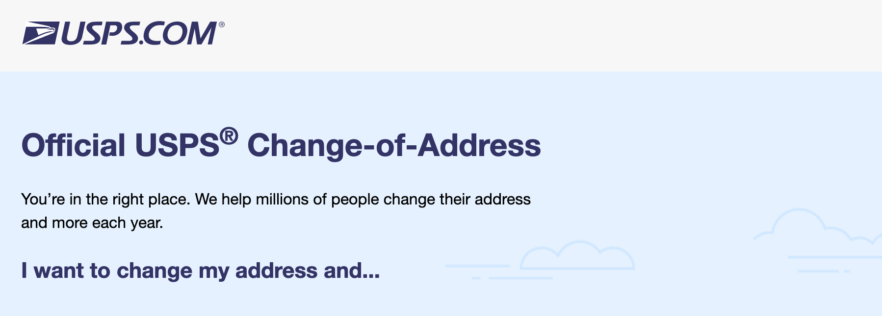 official usps change of address screenshot