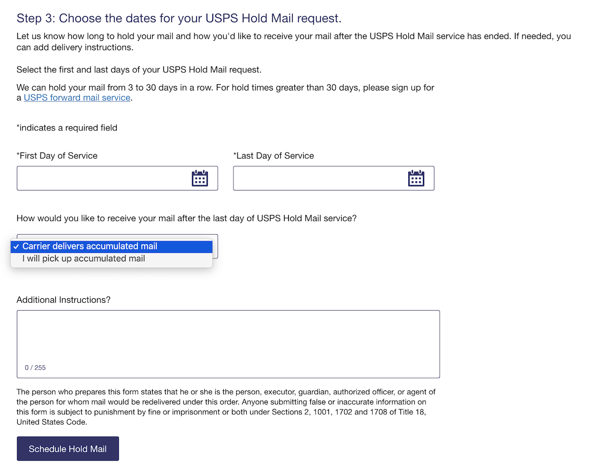 usps mail temporary forwarding form