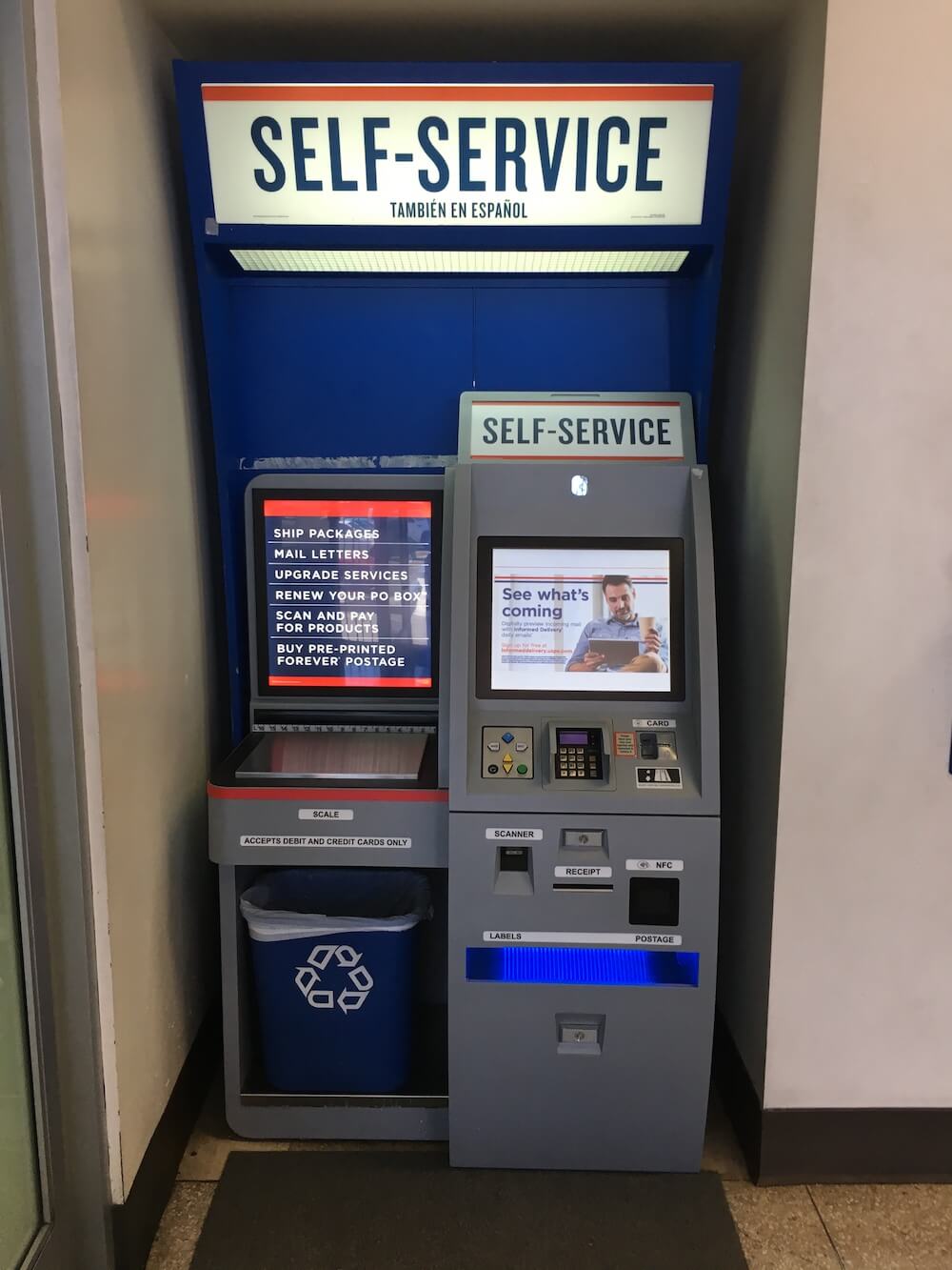 USPS self-service kiosks dispensing new Flag design