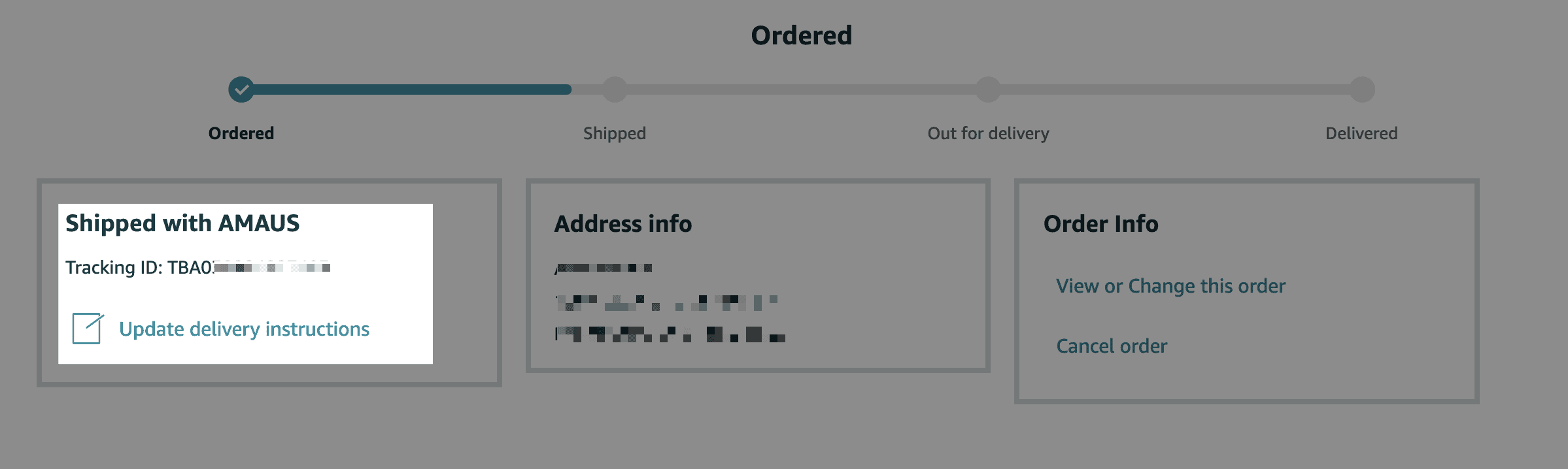 amazon tracking screen