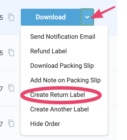 shippo create return label