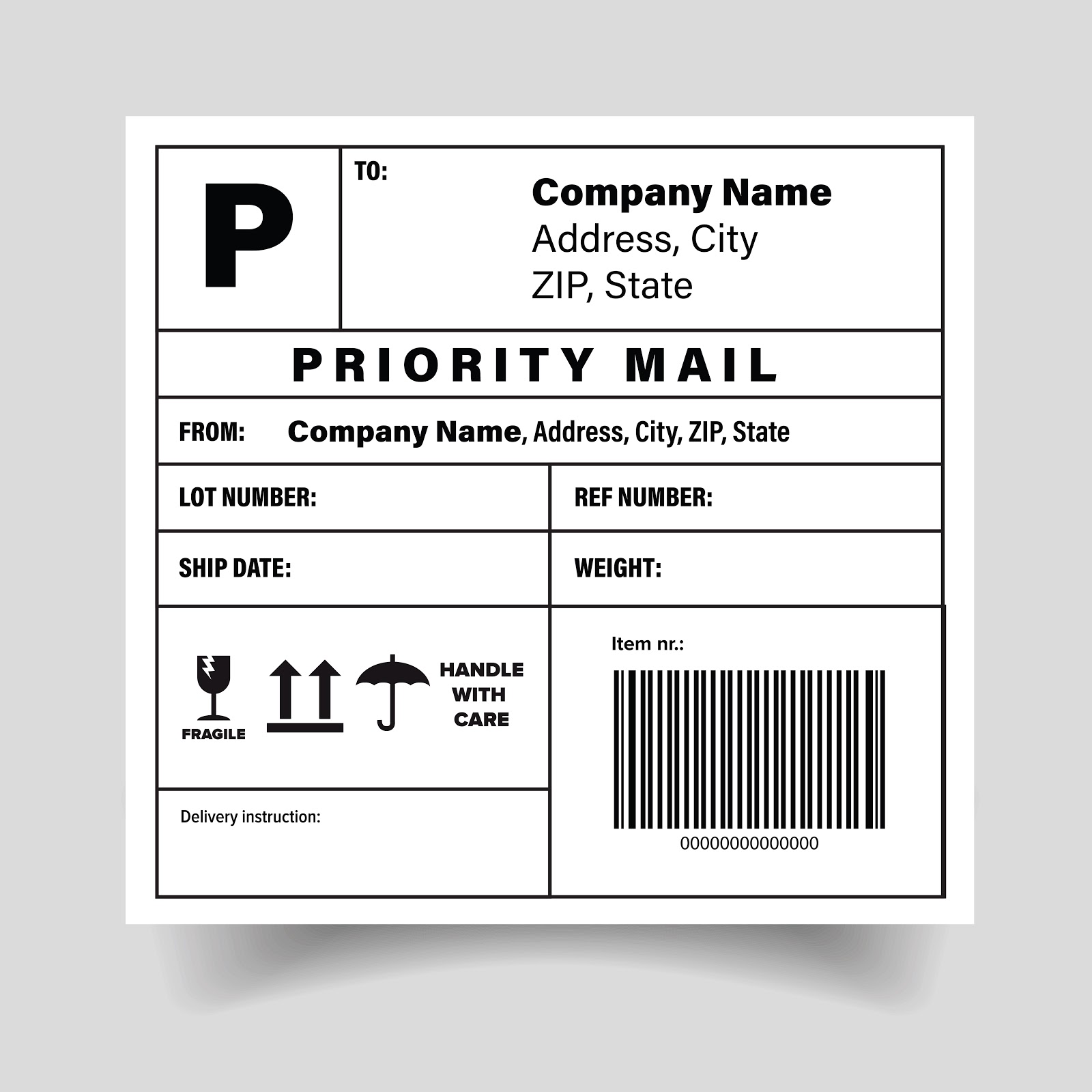 sample mailing label